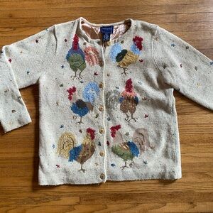 Vintage VTG RARE Large Eagles Eye Rooster Cardigan